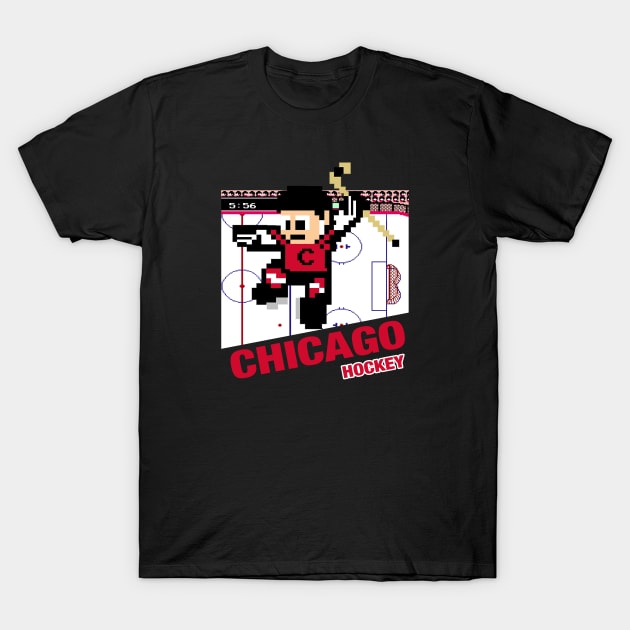 Chicago Hockey 8 bit cartridge design T-Shirt by MulletHappens